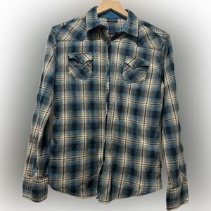 Kuhl Men’s Western Plaid Flannel Shirt Snap Front Long Sleeve Large